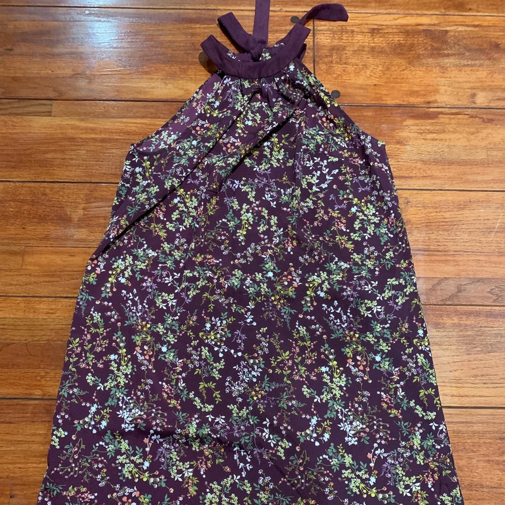 Maroon Floral halter mid length dress!!